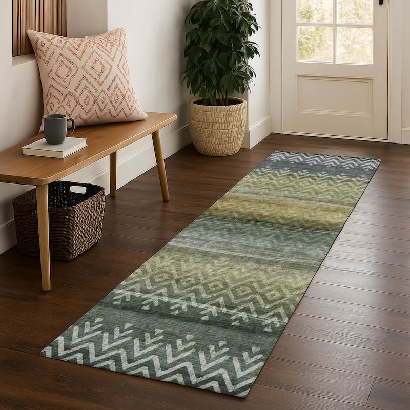 Premium Washable Super Soft Boho Ombre Mayfield Rug - Green - 2'3" x 7'6"