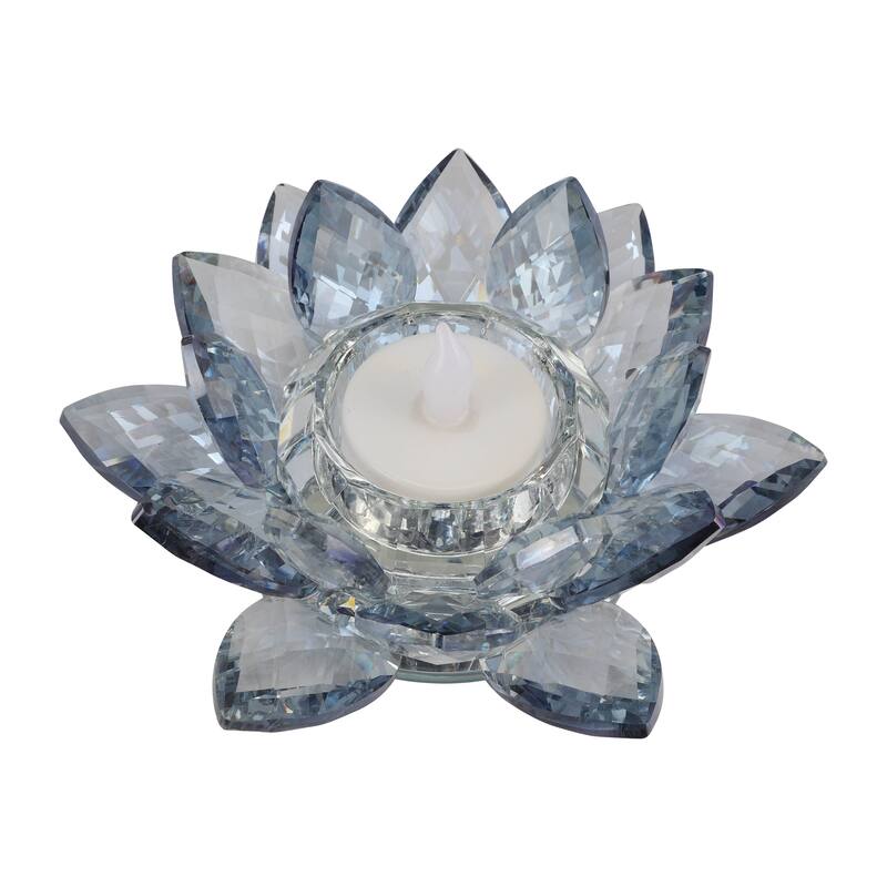 Iridescent Glass Crystal Lotus Votive Candle Holder
