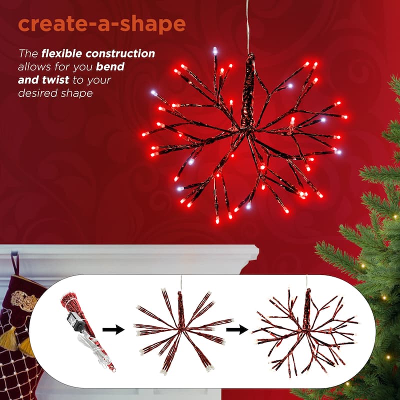 Alpine Corporation 10"H Indoor Christmas Snowflake Ornament with LED Lights