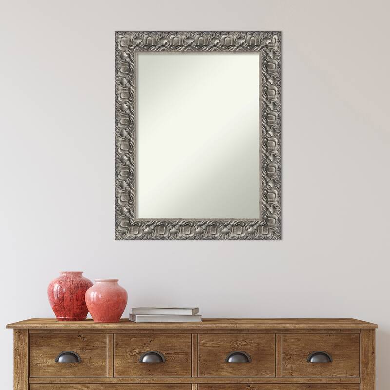 Non-Beveled Wood Wall Mirror - Silver Luxor Frame