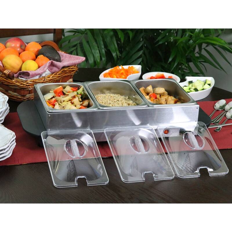Food Warmer Temperature Control With 3 Sectioned Trays