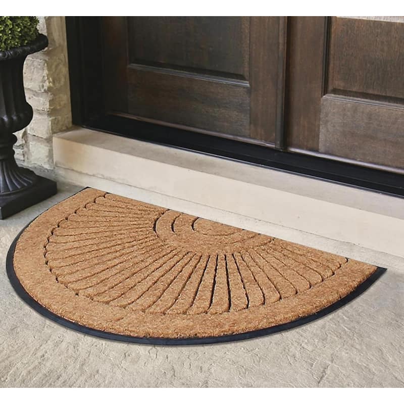 A1HC Unique Sunburst Tapered Edge Rubber Coir Doormat