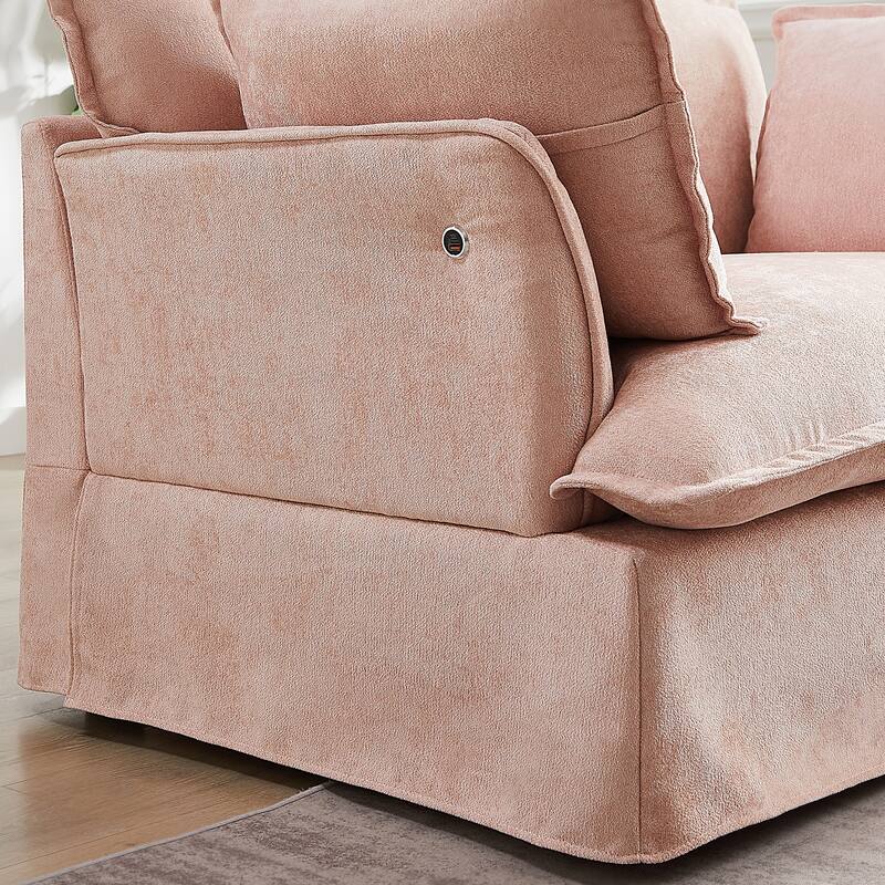 47.2" Oversized Single Sofa Chair Accent Chair with Charging Ports, Chenille Armchair Lounge Chair for Living Room Apartment