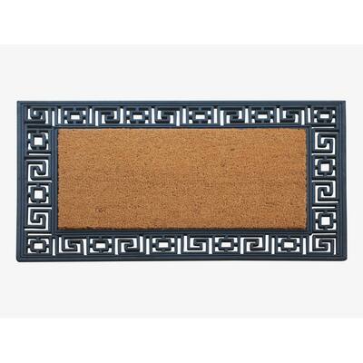 A1HC Rubber Coir Greek Key Border Tray Mat ,Outdoor Doormat 24" X 36"