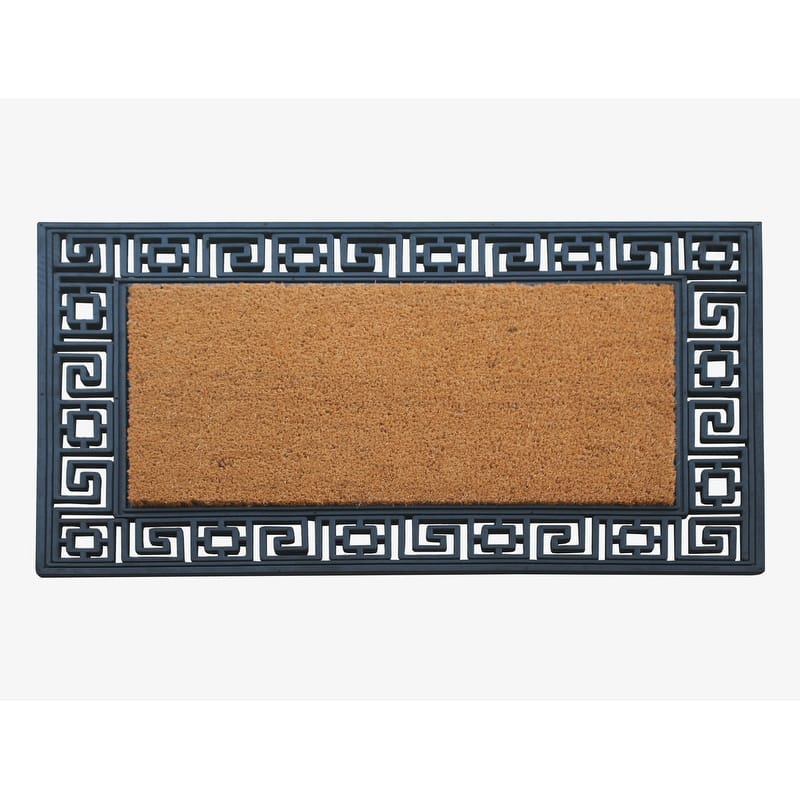 A1HC Rubber Coir Greek Key Border Tray Mat ,Outdoor Doormat 24" X 36"