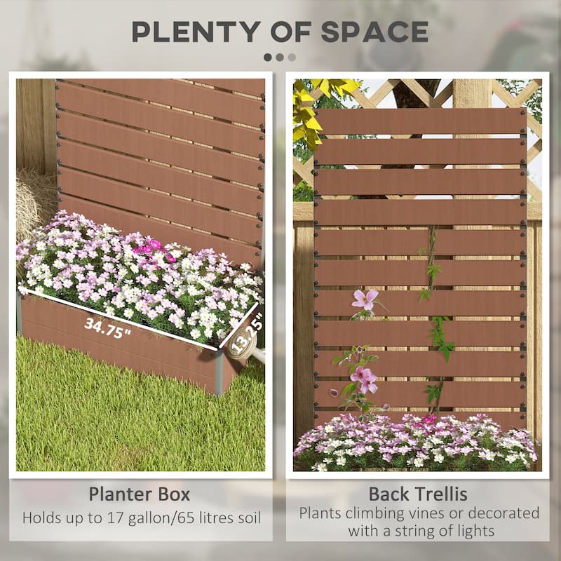 Outsunny Raised Garden Bed with Trellis for Climbing Plants, Planter Box with Self Draining Gap, Freestanding Trellis Planter