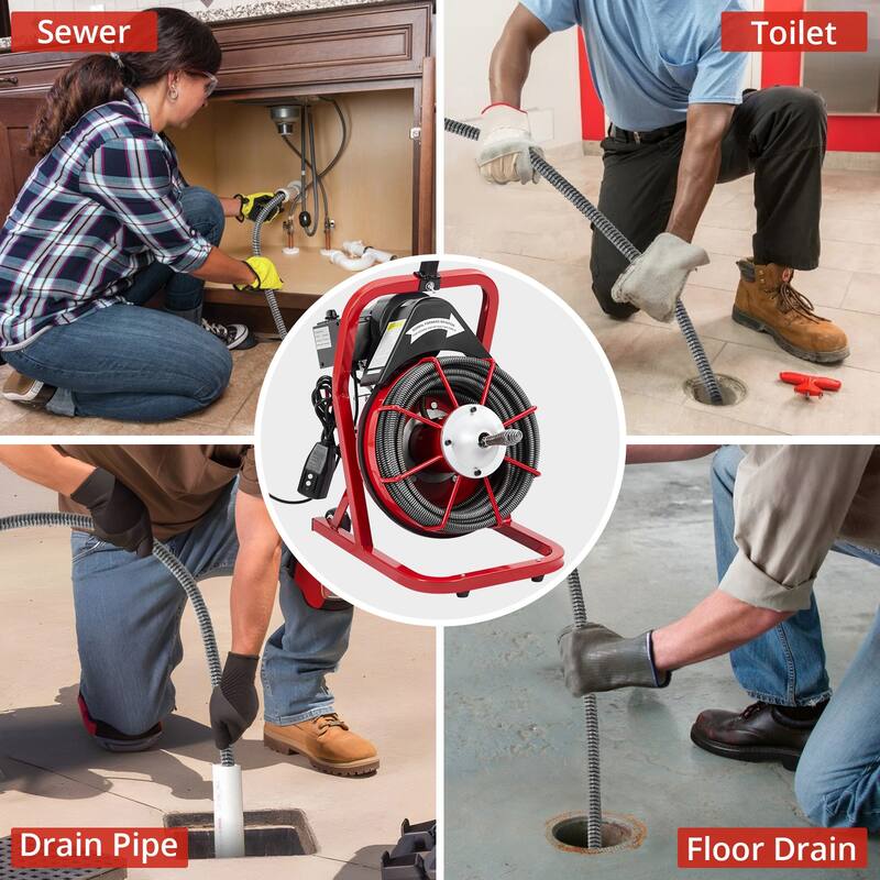 75FT 3/8 Inch Electric Drain Cleaner Machine for Sink, Toilet & Sewer