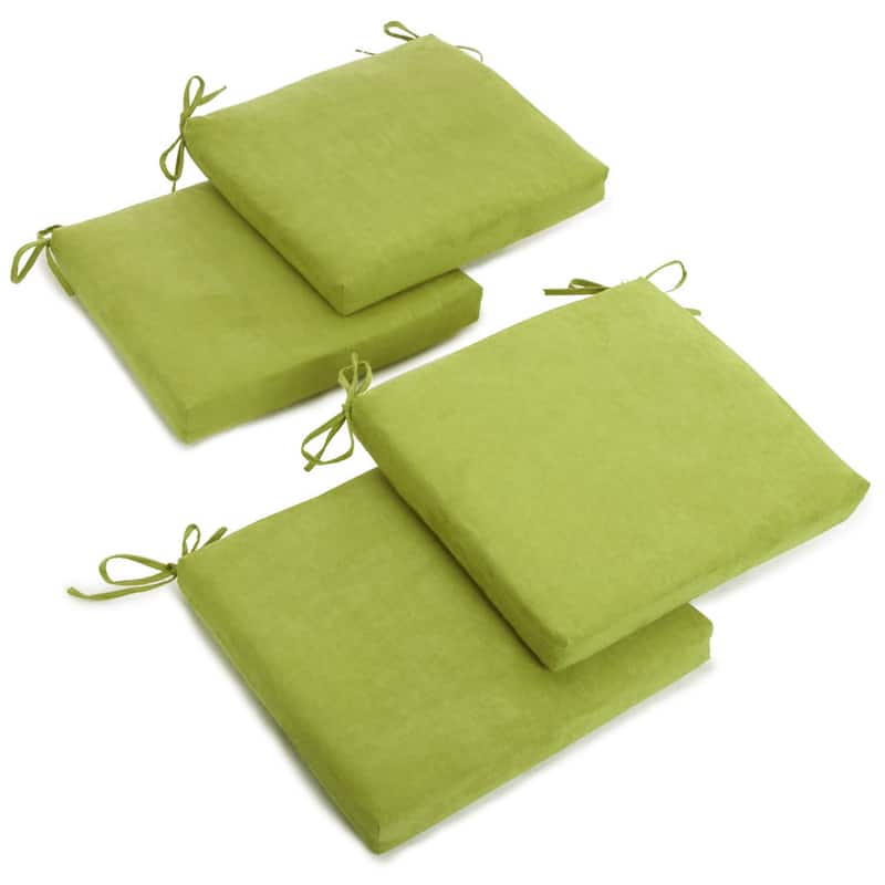 20-inch by 19-inch Microsuede Chair Cushion with Ties (Set of 1, 2, or 4) - Set of 4 - Mojito Lime