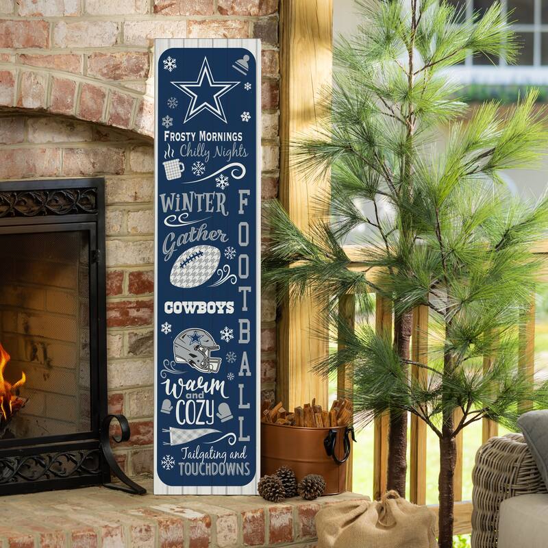 47" Double Sided Seasonal Porch Leaner, Dallas Cowboys - 47" x 11.25" - Winter