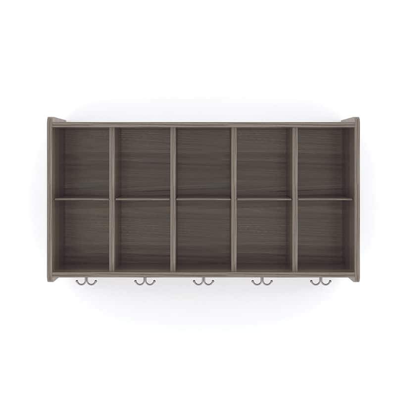 Tot Mate Laminate Wall Cubbie Storage - 46" x 15" x 26" - Assembled - Shadow Elm Gray
