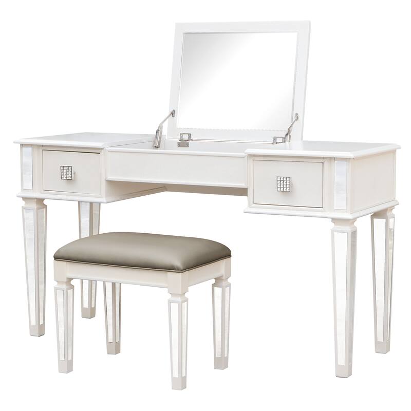 Mirrored Vanities Desk with Drawers
