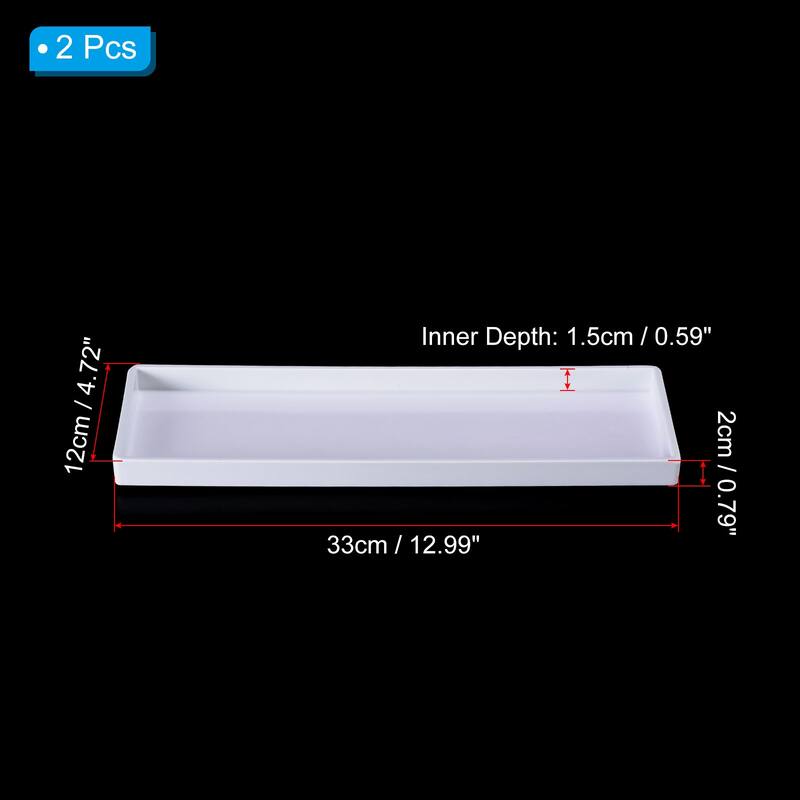 Fast Food Tray, 2 Pack Plastic Serving Tray Smooth Surface - White - 13x5"