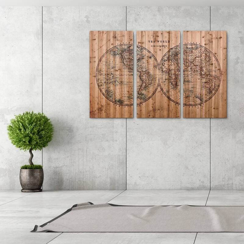 Empire Art - Cartography Fine Art Giclee Printed On Solid Fir Wood Planks