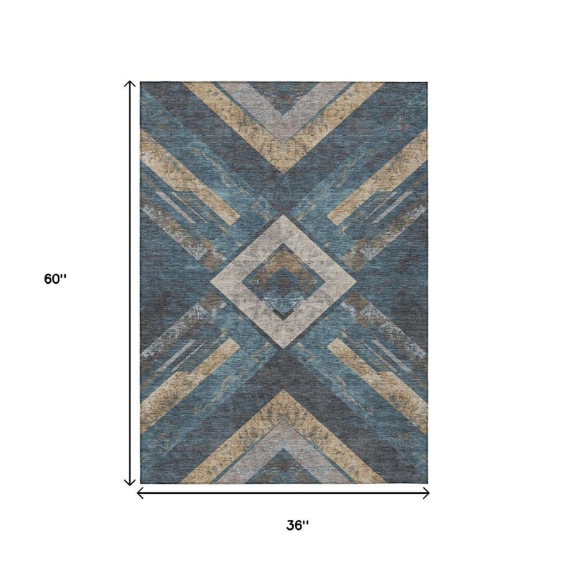 HomeRoots Geometric Transitional Rectangle Outdoor Rug