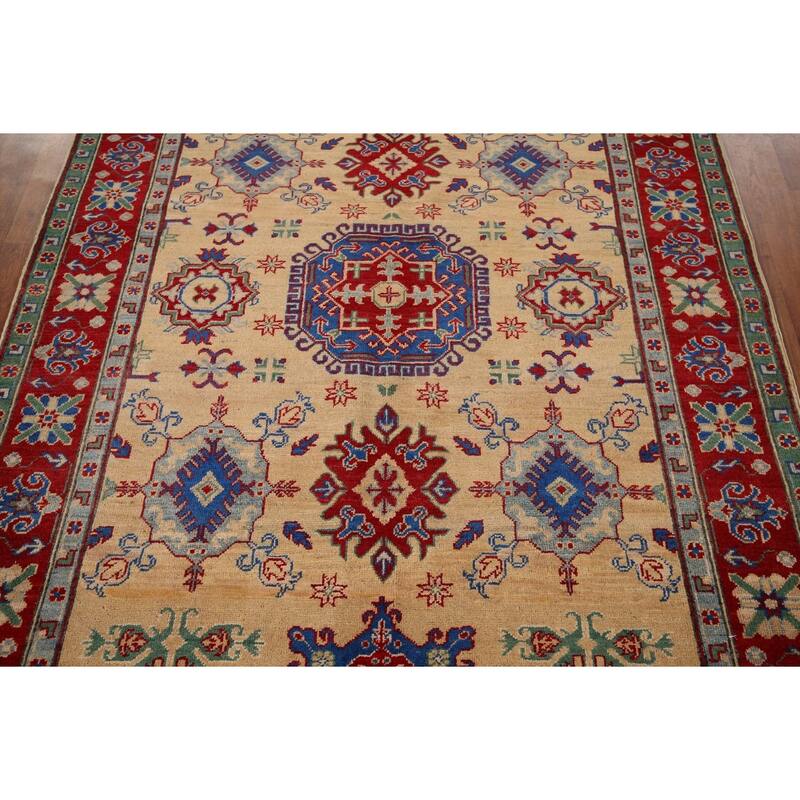 Kazak Oriental Area Rug Hand-Knotted Wool Carpet - 5'0" x 6'3"