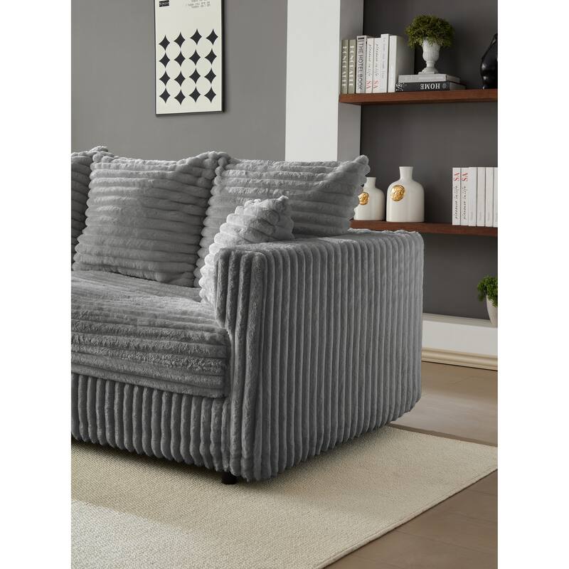 104.3" Plush Corduroy Cloud Couch, Modular Sectional Sofa with Pillows, Deep Seat Convertible Lounge Chair for Apartment