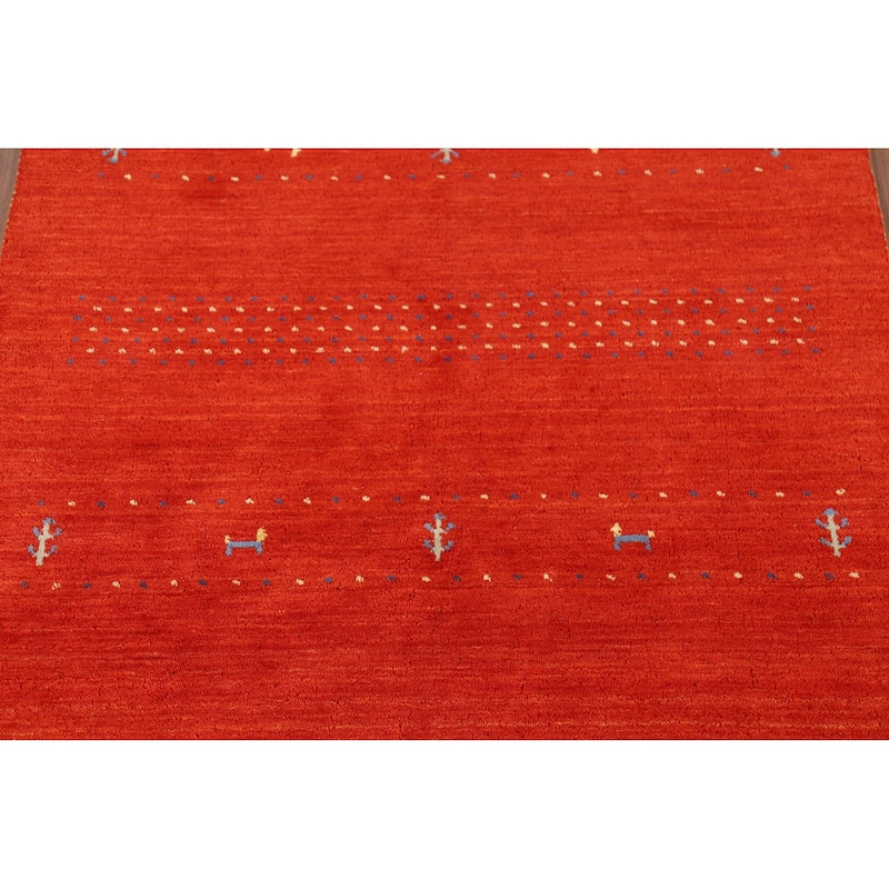 Tribal Gabbeh Oriental Area Rug Handmade Orange Wool Carpet - 4'7"x 6'5"