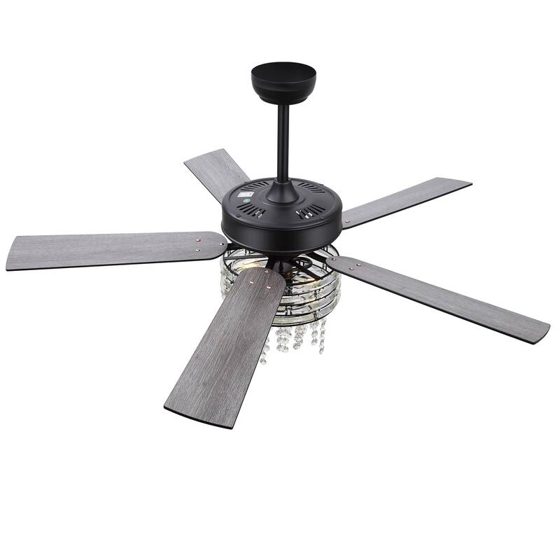 52-inch Reversible 5-Blade Crystal Caged Ceiling Fan with Remote and Light Kit