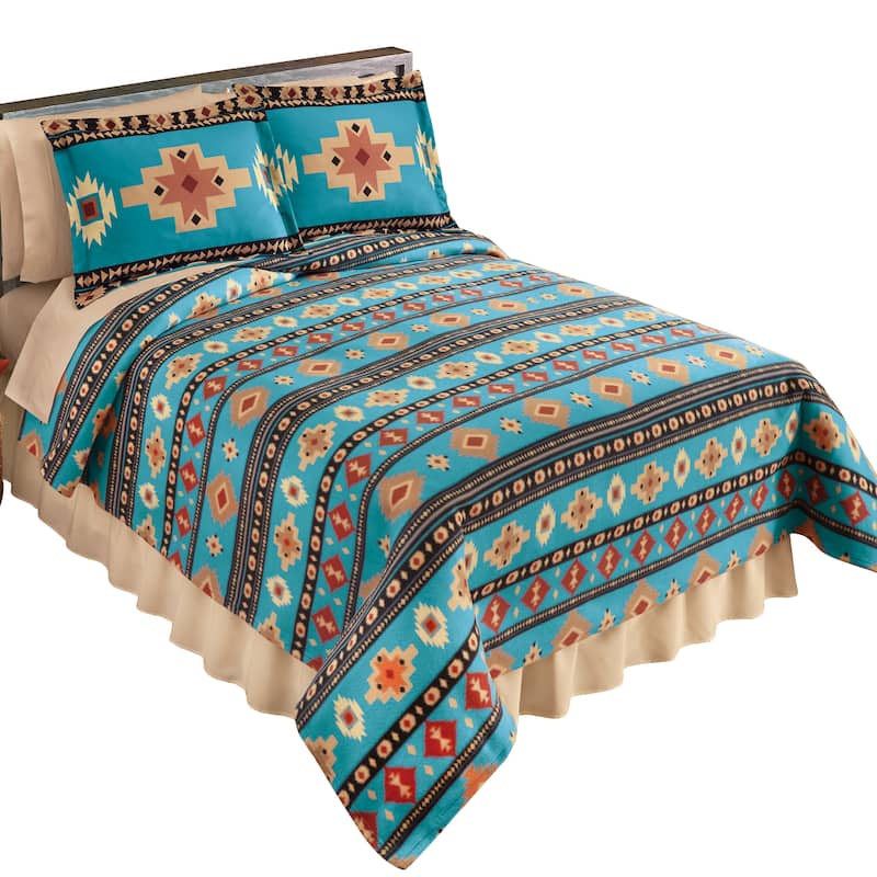 Colorful Aztec Southwest Fleece Coverlet - On Sale - Bed Bath & Beyond ...