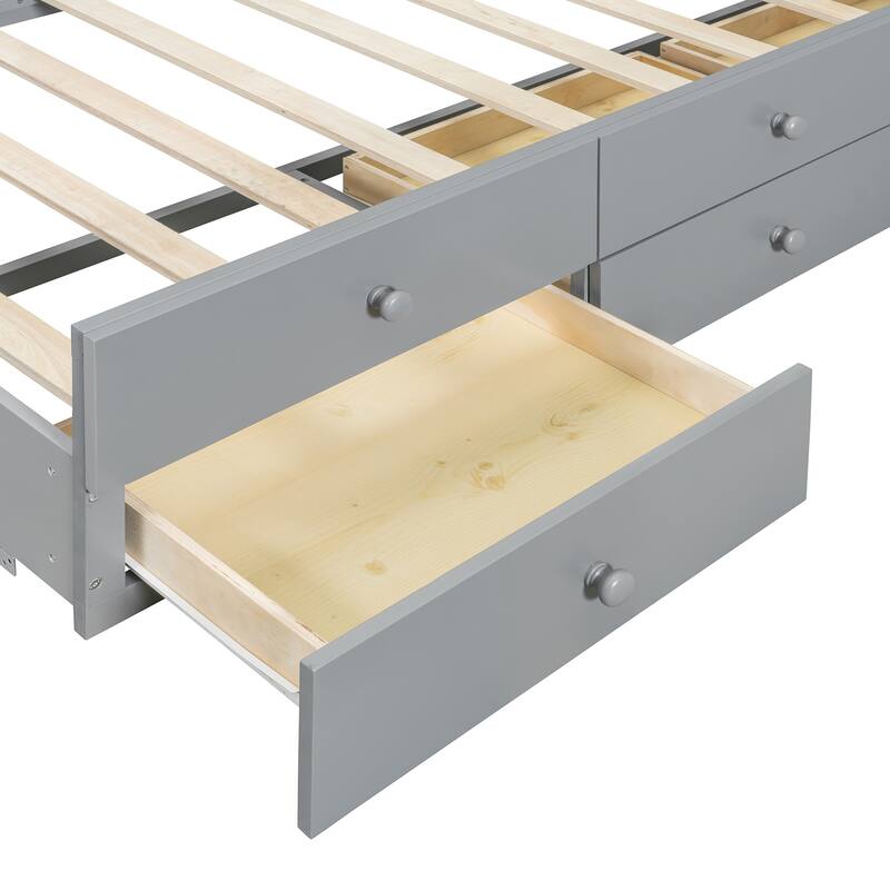 Full Size Daybed with Twin Trundle and Three Storage Drawers Sturdy Design