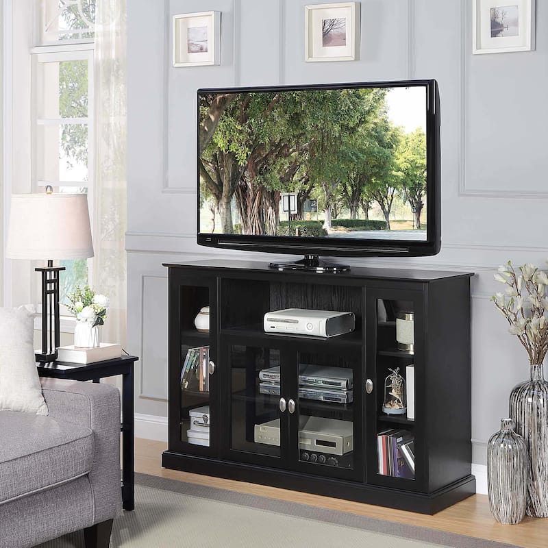 Convenience Concepts Summit Highboy 60" TV Stand with Storage Cabinets and Shelves - Black