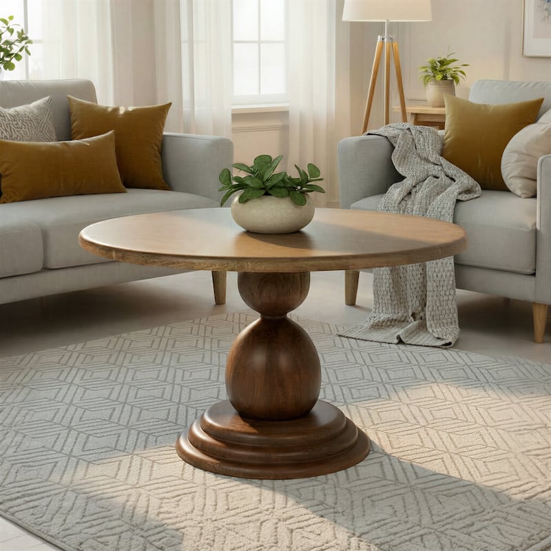 Kennedy Coffee Table Mango Wood - Walnut Finish - 30.0"L x 30.0"W x 18.0"H