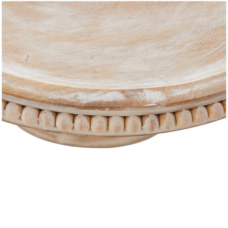 Cream Mango Wood Cake Stand with Glass Dome