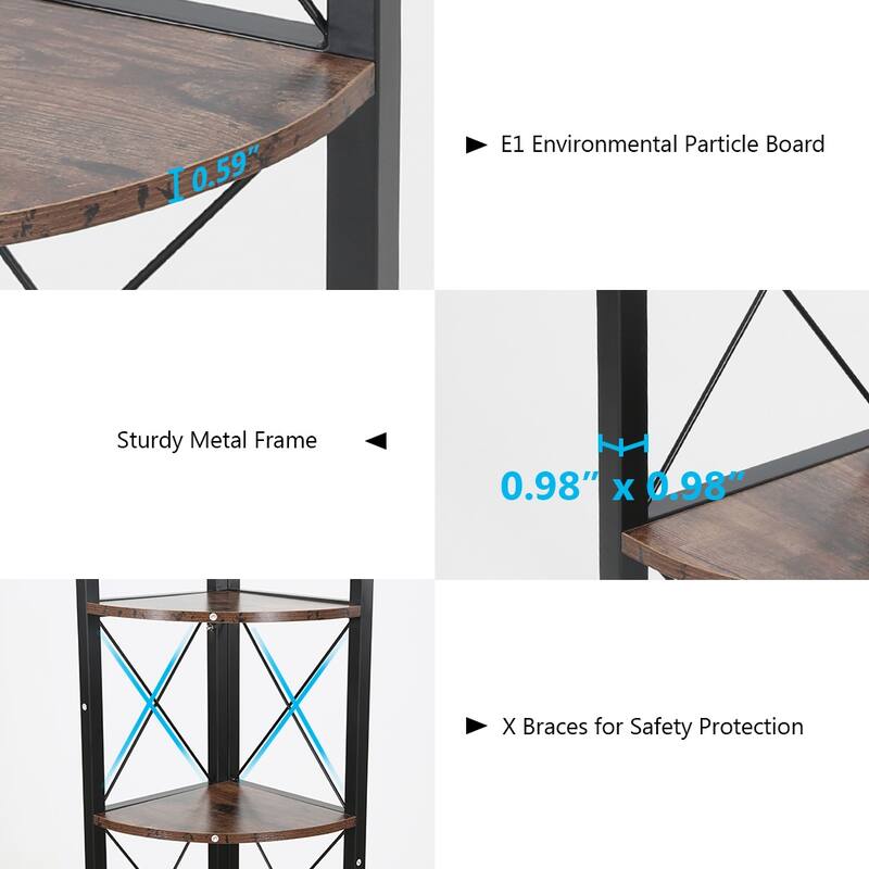 5-Tier Corner Shelves, 5 Shelf Corner Bookshelf and Bookcase