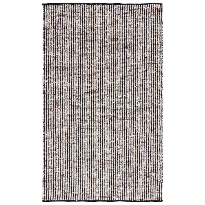 SAFAVIEH Handmade Natura Suzannah Wool & Jute Rug - 6' Square - Black/Ivory