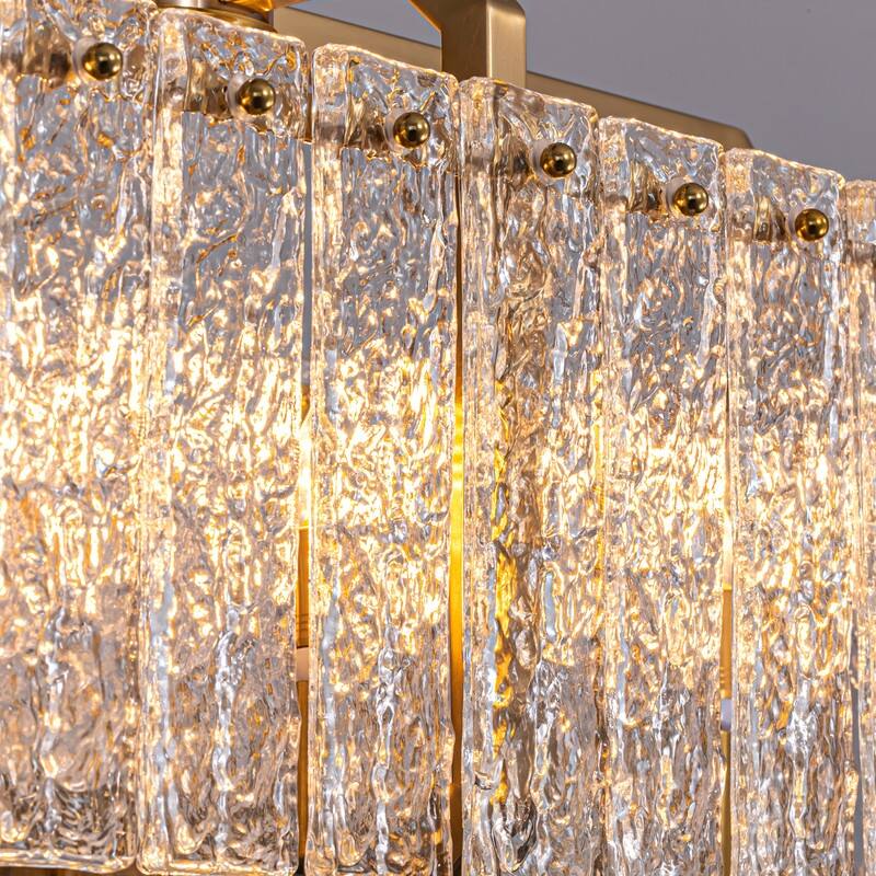 40 in. Brass Modern Crystal Chandeliers 16-Light Gold Rectangular Chandelier for Dining Living Room Kitchen Island