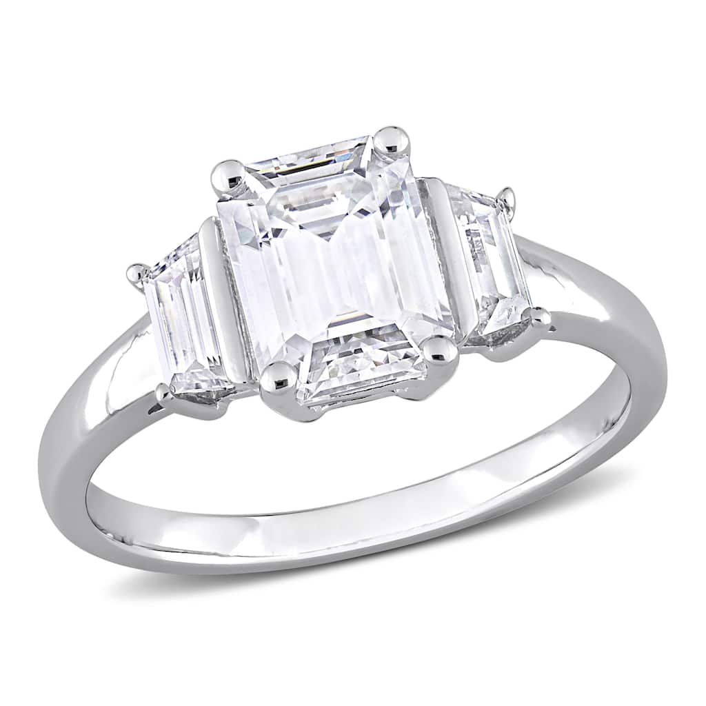 Miadora 2 1/3ct DEW Created Moissanite Three-Stone Engagement Ring Sterling Silver