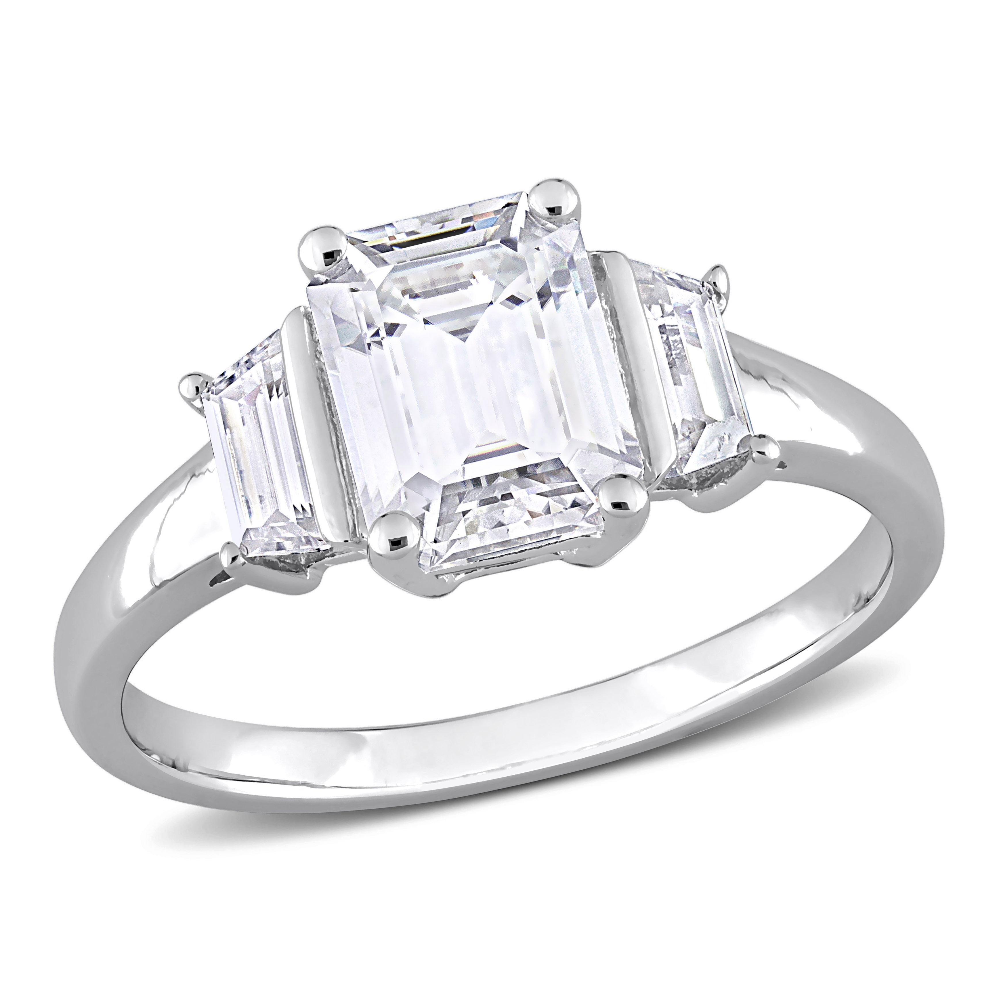 Miadora 2 1/3ct DEW Created Moissanite Three-Stone Engagement Ring Sterling Silver