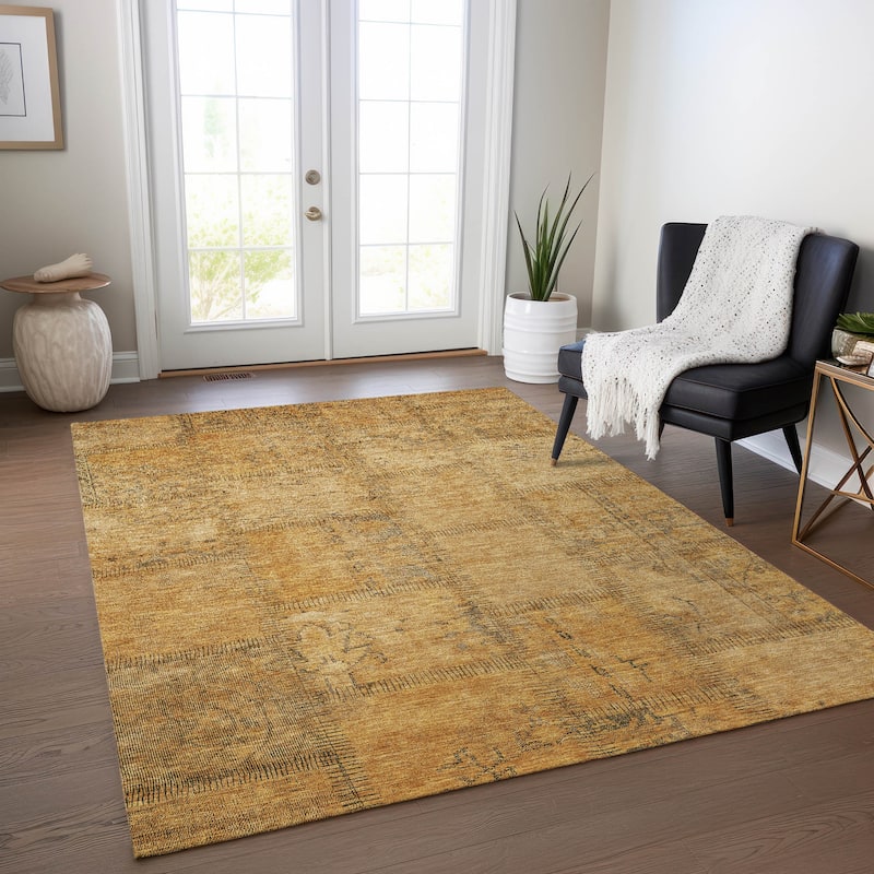 Machine Washable Indoor/ Outdoor Chantille Boho Traditional Rug - Copper - 8' x 10'