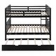 preview thumbnail 9 of 11, Espresso Full Over Full Bunk Bed with Trundle and Ladder, No Box Spring Needed