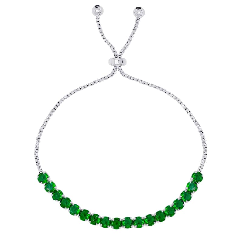 Victoria Townsend Fine Silver Plate Cubic Zirconia Adjustable Bracelet. - Green