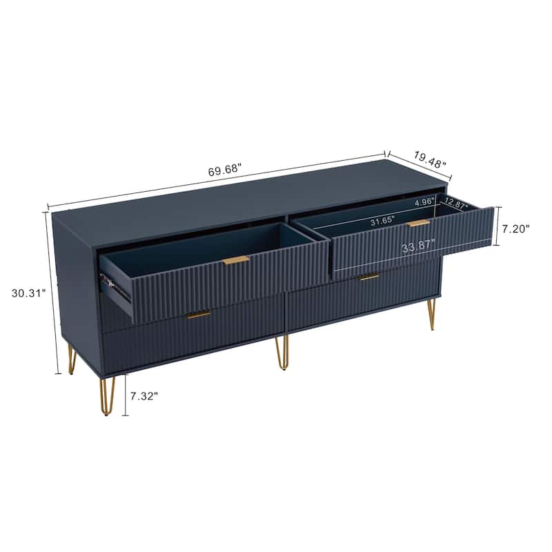 Manhattan Comfort Dumbo Modern 6-Drawer Double Low Dresser.