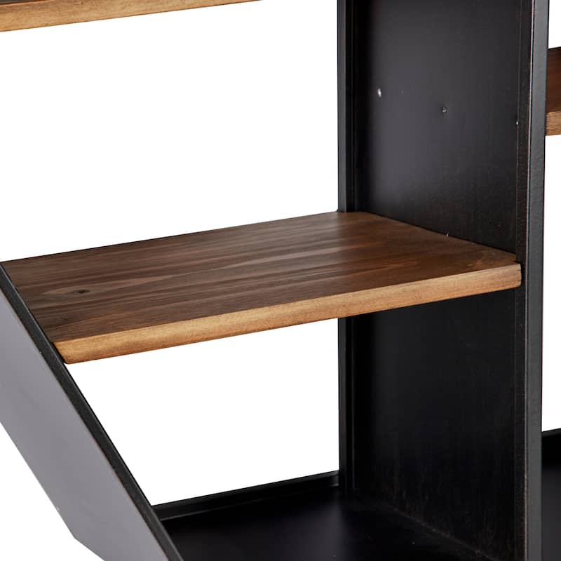 Wood 5 Shelves Wall Shelf - Black - Roche River Decor - 7"W x 30"L x 26"H