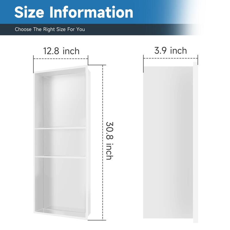 WIZ 12.8-inch W x 30.8-inch H x 4-inch D Stainless Steel Shower Niche