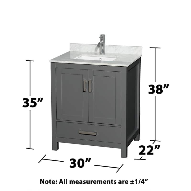 Wyndham Collection Sheffield 30" Freestanding Vanity Set with Hardwood