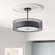 preview thumbnail 17 of 71, 3-Light 20"W Drum Fabric Semi Flush Mount Pendant Chandelier Black with Black Shade