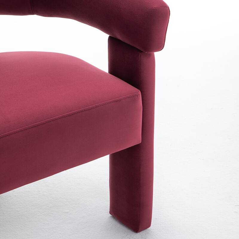 SEYNAR Modern Velvet Accent Chair Set of 2, Upholstered Barrel Armchair with Curved Back and Thickened Padded Seat