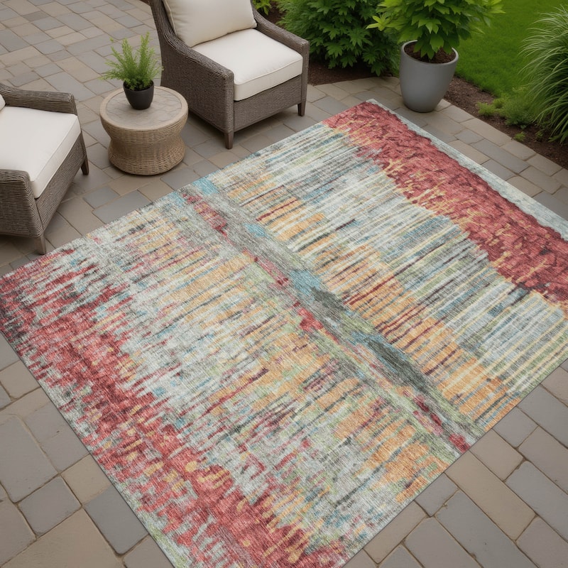 Machine Washable Indoor/ Outdoor Modern Ombre Chantille Rug