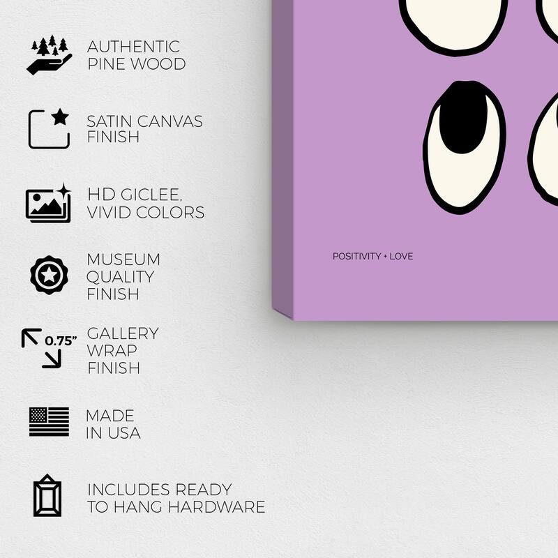 Wynwood Studio Canvas Advertising Positive Eyes Purple and Light Purple Modern & Contemporary Wall Art Canvas Print