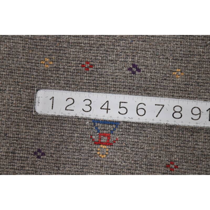 Gray Gabbeh Oriental Area Rug Hand-Knotted Wool Carpet - 8'1" x 9'9"