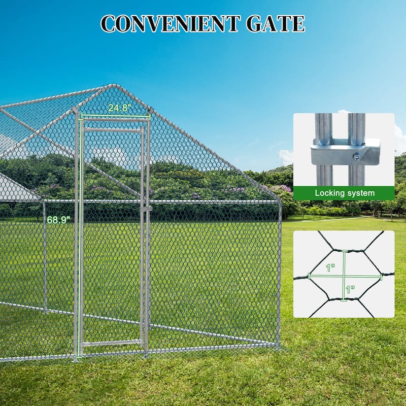 Large 20 x 10 ft Metal Chicken Coop, Waterproof Cage for Farm