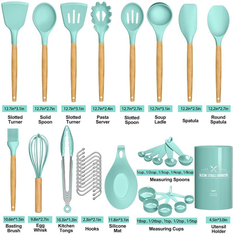 Kitchen Cooking Utensils Set, 33 pcs Non-Stick Utensils Spatula Set with Holder