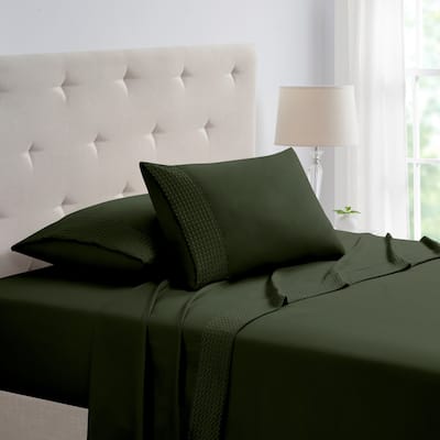 Rayon from Bamboo 4 Piece 1800 Thread Count Waffle Hem Sheet Set