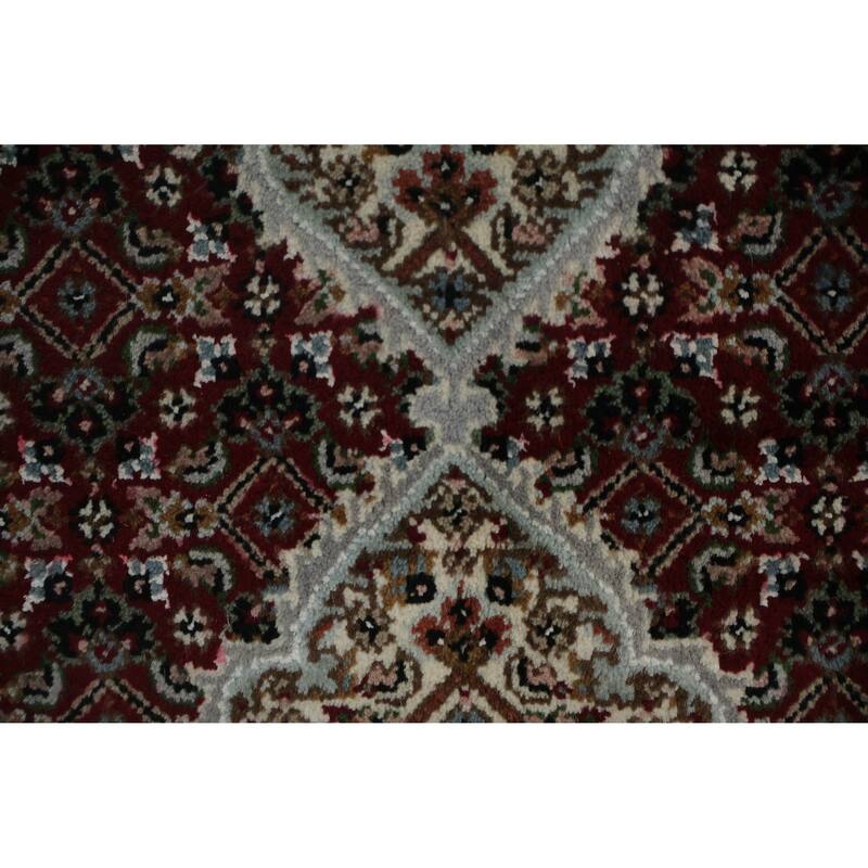 Hand Knotted Oriental 100% Wool Carpet Traditional Floral Red Tabriz-Mahi Area Rug - 11' 10'' X 8' 2''