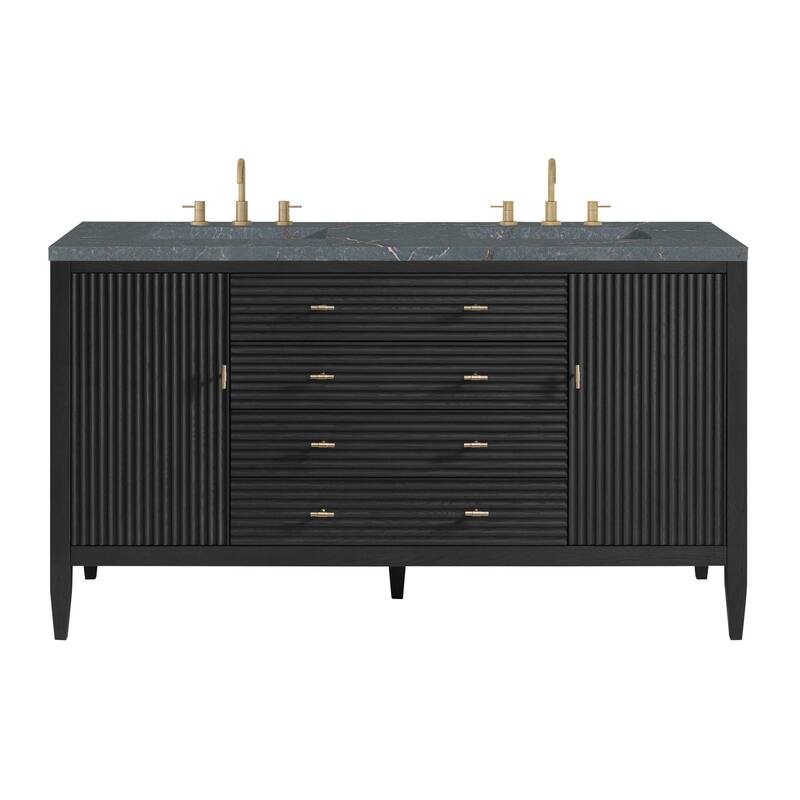 James Martin Vanities 485-V60D-3PBL Myrrin 60" Double Basin Wood - Carbon Oak - Oak Finish