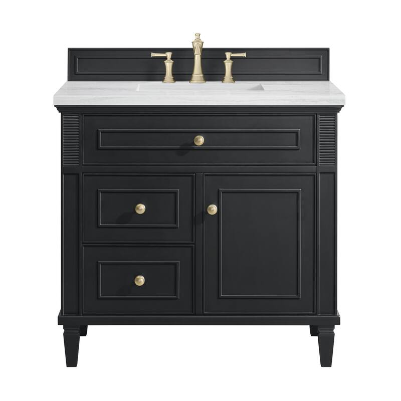 James Martin Vanities 424-V36-3AF Lorelai 36" Single Basin Wood Vanity - Black Onyx - Anthracite Finish